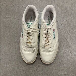 size 11 reebok club c sneakers in white and green
